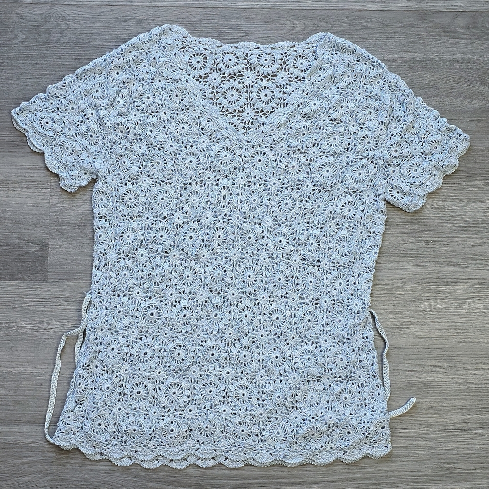 Elegant Light Blue Crochet Top Lace